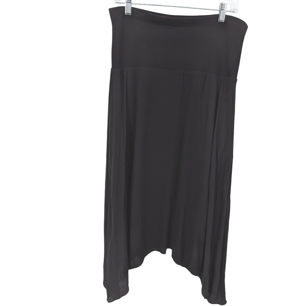 Cabi Cruise Skirt Women Small Black Sharkbite Hem High Waist Flowy Midi 5512